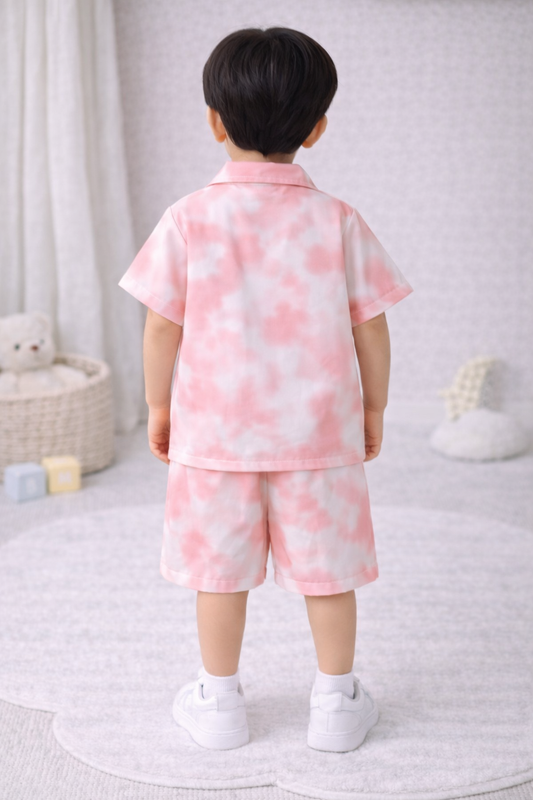 Toddler Boy 2-Piece Summer Outfit Set - Tropical, Checkerboard & Geometric Print Button-Down Shirt, Shorts