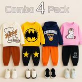 New Trendy Top Sweatshirts Hoodies T-shirts and Bottom Trousers Track Pants sets kids clothing sets COMBO of 4 Dress pack