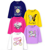 Trampoline Girls Graphic Print Full Sleeve T-Shirts Pack of 5