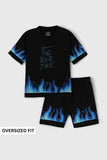 Blue Flame Oversized Shorts Set