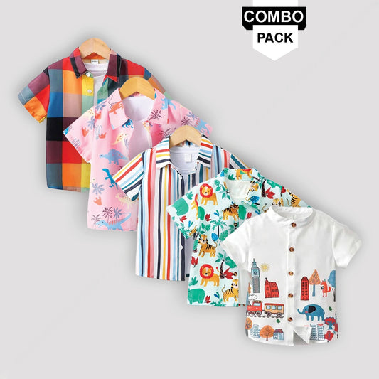 Baby Boys Regular Fit Half Sleeves Shirts (Combo pack For 5) Shirt For Boy.