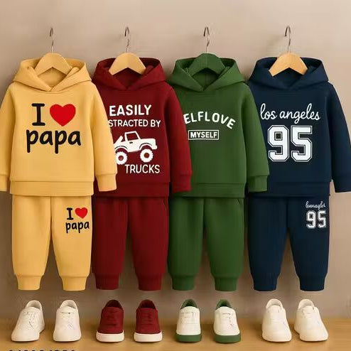 Warm Full Sleeve Kids Winter Clothing Set with Pant | Cozy Cotton Blend Outfit for Boys & Girls | Stylish Baby Wear Combo