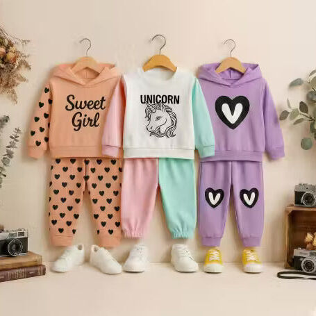 Trendy Boys & Girls Warm Sweatshirt with Matching Bottoms – Pack of 3