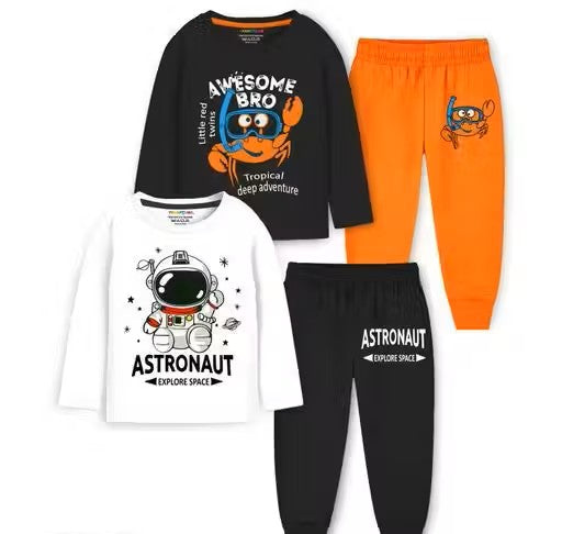 Trampoline Boys Pack Of 2 Printed Cotton Night suits