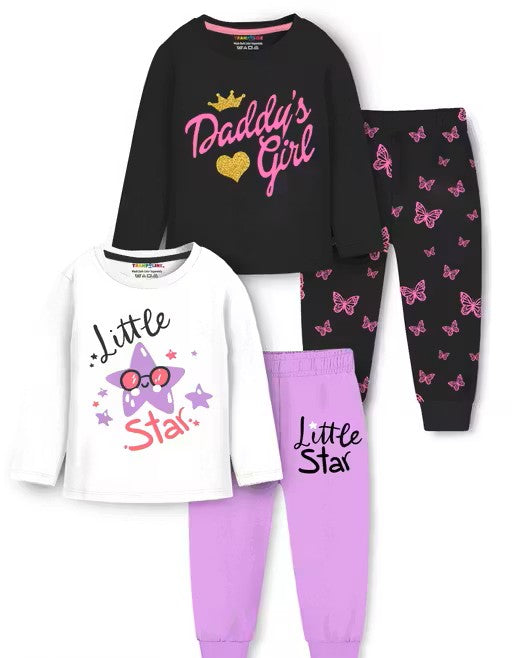 Trampoline Girls Graphic Printed NightSuit Set (Pack of 2)