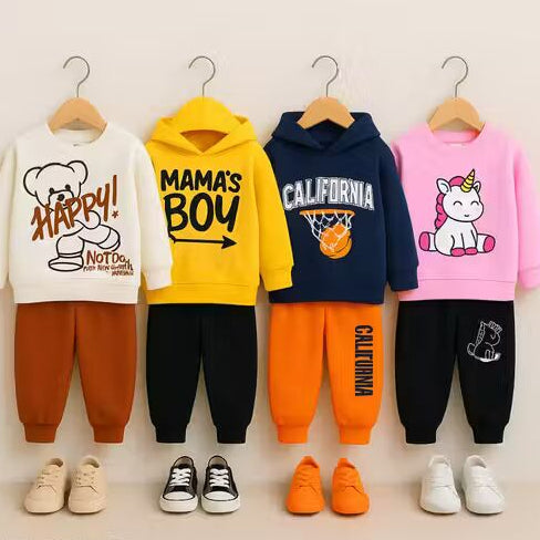 New trendy and Comfy Top sweatshirt hoodies and bottom trousers FullPants kids clothing sets COMBO of 4 dress for winter full sleeve casual use